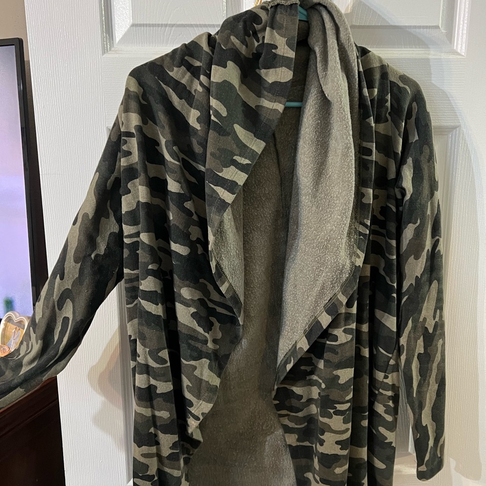 Lucky brand cowl neck camo cardigan